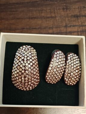 Butter Brown Crystal Pavé Earrings Set